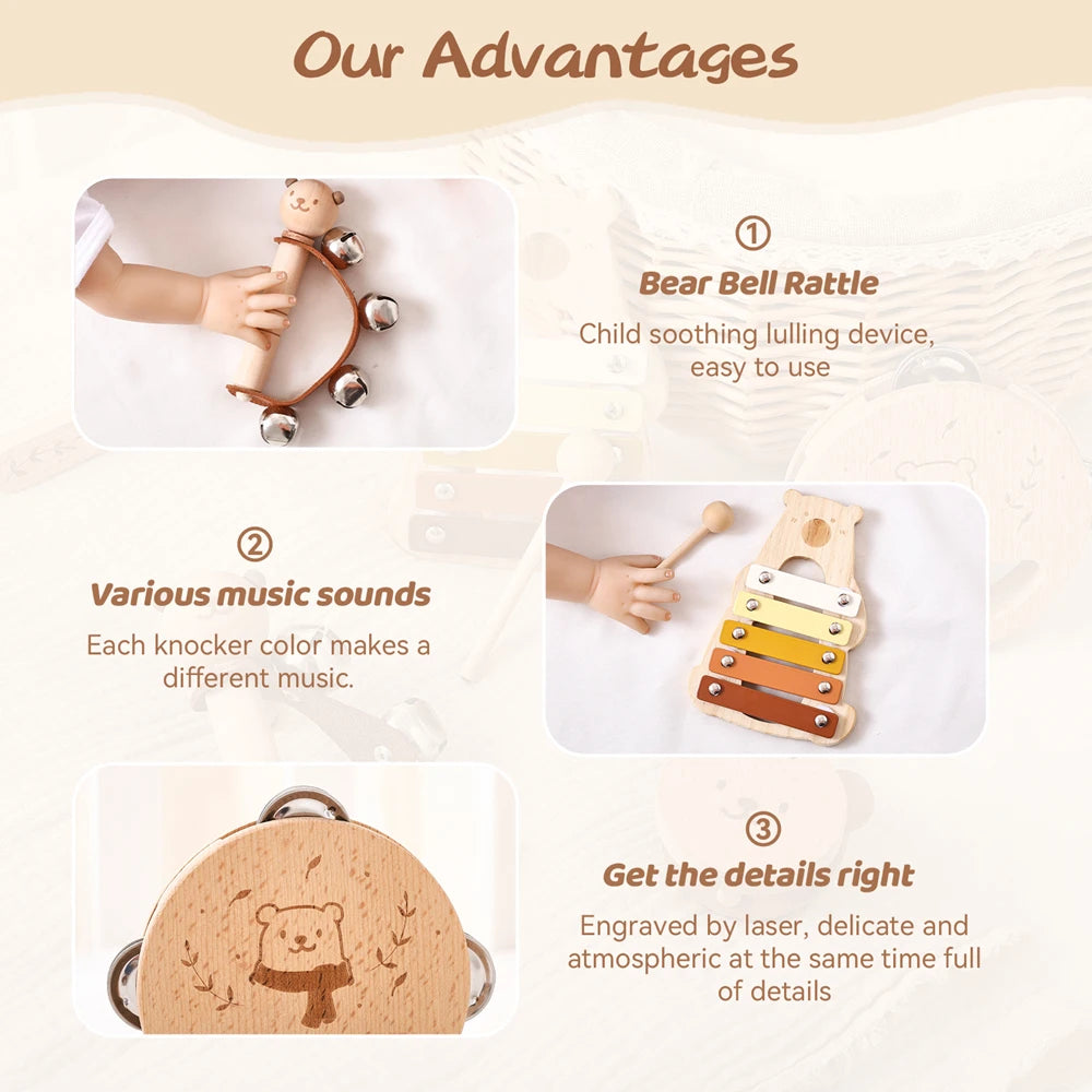Wooden Musical Instrument Set